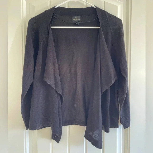 Worthington Black Lightweight 3/4 Sleeve Flyaway Cardigan Size Petite Large - Picture 1 of 6